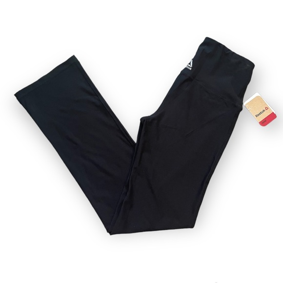 NWT Women's Reebok Training Straight High Rise Black Workout Run Yoga Pants XS - Picture 4 of 7